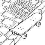 coloriage Skateboard et apprentissage