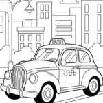 image de coloriage Taxi pour enfant
