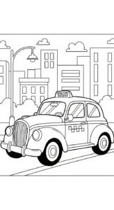 image de coloriage Taxi pour enfant