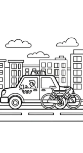 coloriage Taxi à imprimer pour enfant de 4 ans