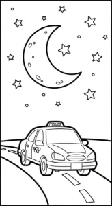 coloriage Taxi à imprimer pour enfants