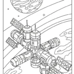 coloriage Vaisseau Spatial educatif pour enfant