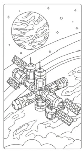 coloriage Vaisseau Spatial educatif pour enfant
