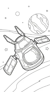 coloriage Vaisseau Spatial et découpage à imprimer