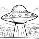 coloriage Vaisseau Spatial à imprimer kawaii