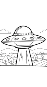coloriage Vaisseau Spatial à imprimer kawaii
