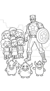 coloriage Captain American à imprimer pour enfant de 7 ans
