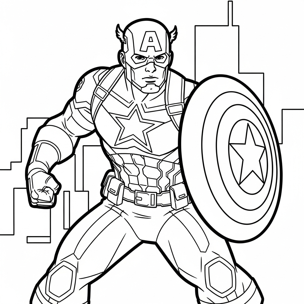 Tranh tô màu Captain America