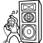 image pour coloriage Chanteuse enfant