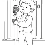 image pour coloriage Chanteuse enfant