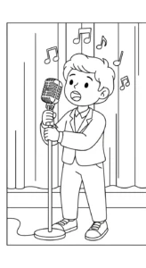 image pour coloriage Chanteuse enfant