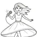 coloriage Chanteuse de pour enfants