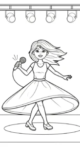 coloriage Chanteuse de pour enfants