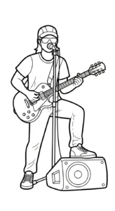 coloriage Chanteuse et decoupage