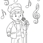 coloriage Chanteuse et decoupage