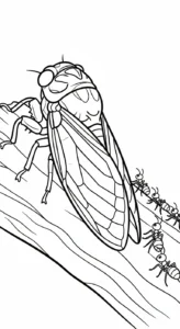 coloriage Cigale à imprimer pour enfants