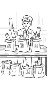 coloriage Facteur à imprimer pour enfant de 12 ans
