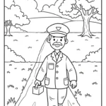 coloriage Facteur educatif pour enfant