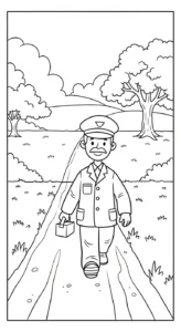 coloriage Facteur educatif pour enfant