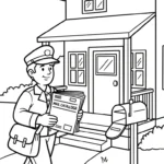image pour coloriage Facteur enfant
