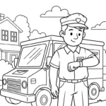 coloriage Facteur et decoupage