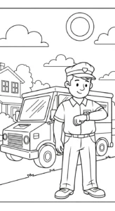 coloriage Facteur et decoupage