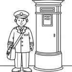 coloriage Facteur educatif pour enfant