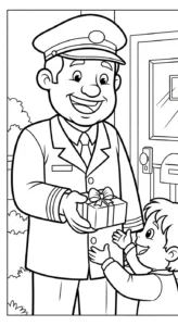 coloriage Facteur et decoupage a imprimer gratuit