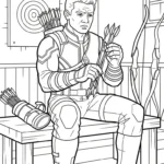 coloriage Hawkeye à imprimer pour enfant de 7 ans