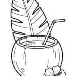 coloriage Noix de Coco à imprimer kawaii