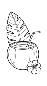 coloriage Noix de Coco à imprimer kawaii