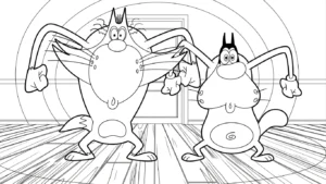 coloriage Oggy à imprimer pour enfant de 4 ans