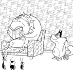 coloriage Oggy et apprentissage