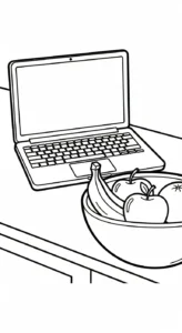 coloriage Ordinateur Portable pour enfant de 4 ans