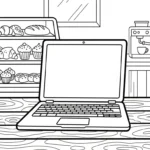 coloriage Ordinateur Portable pour primaire