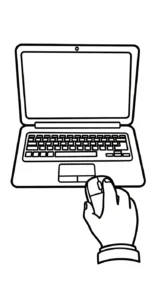 coloriage Ordinateur Portable et découpage à imprimer