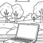 coloriage Ordinateur Portable à imprimer pour enfant de 4 ans