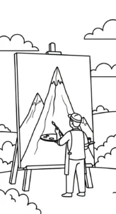 coloriage Peintre à imprimer pour enfant de 3 ans