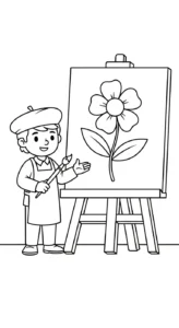 coloriage Peintre à imprimer pour enfant de 8 ans