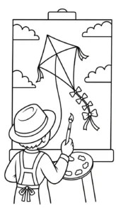coloriage Peintre pour bebe a imprimer