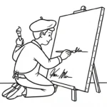 coloriage Peintre à imprimer pour enfant de 8 ans