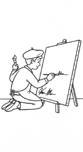 coloriage Peintre à imprimer pour enfant de 8 ans