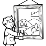 coloriage Peintre à imprimer pour enfant de 7 ans