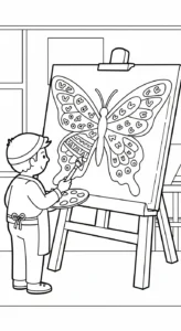 coloriage Peintre et decoupage