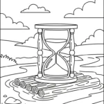 coloriage Sablier à imprimer pour enfant de 10 ans