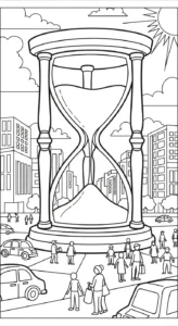 coloriage Sablier et découpage à imprimer