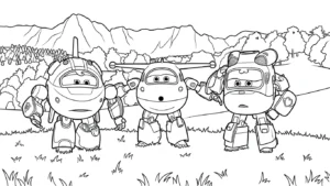 coloriage Super Wings et découpage à imprimer