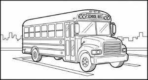 image de coloriage Autobus Scolaire updated pour enfant