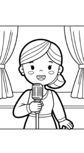 coloriage Chanteuse à imprimer pour enfant de 4 ans