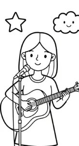 coloriage Chanteuse à imprimer pour enfant de 8 ans